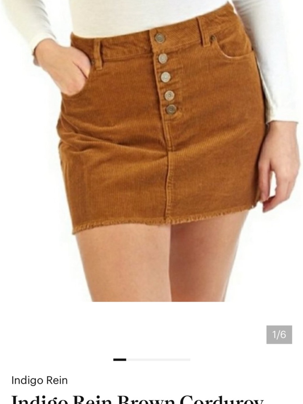 Indigo Rein Corduroy Mini Skirt with Raw Hem